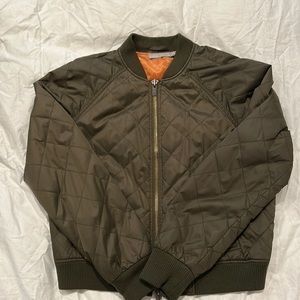 Vince Bomber Jacket in Olive Green w/ Orange lining (S)